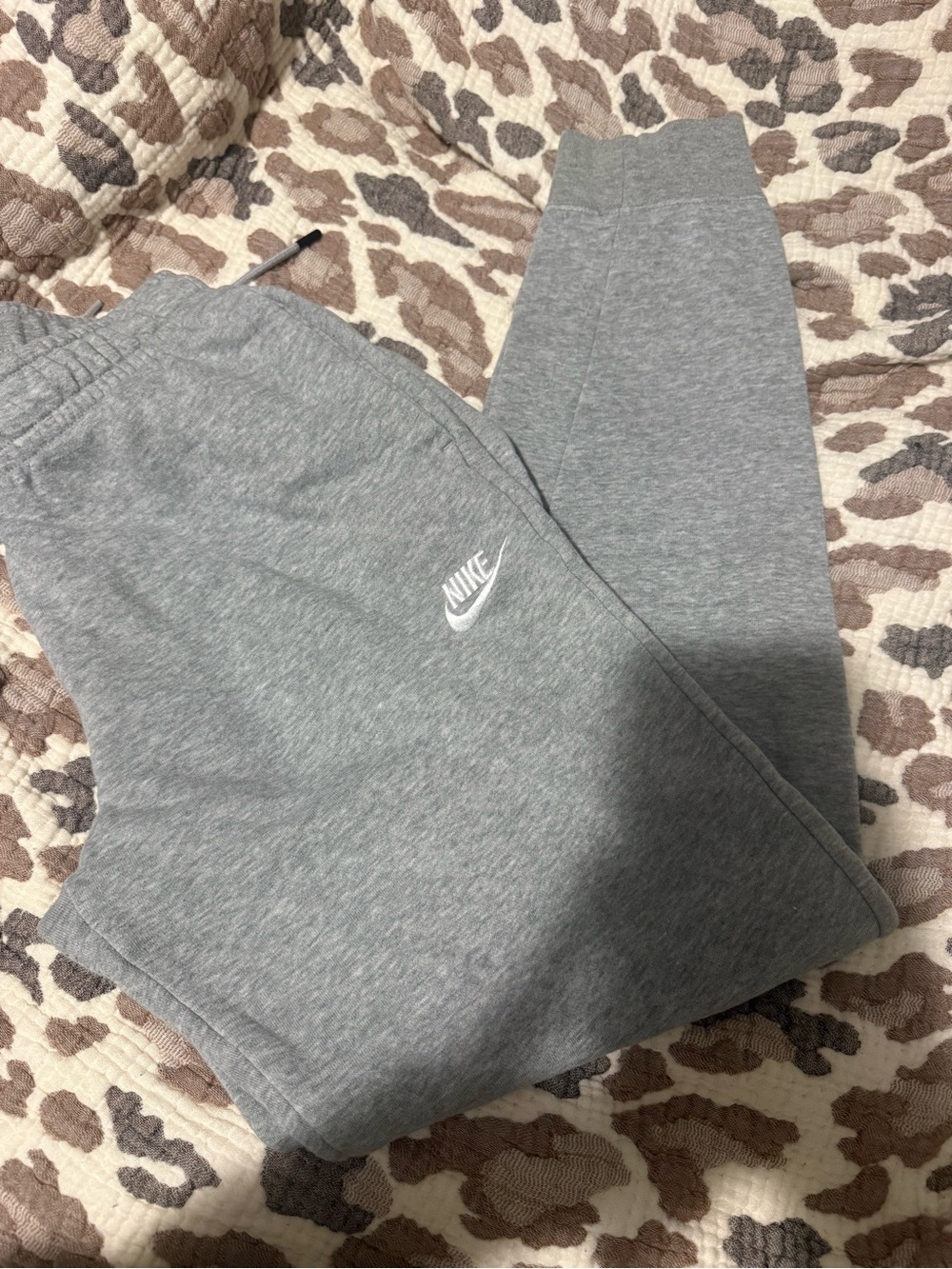 Nike Kids Grey Heather Fleece Joggers with White Logo